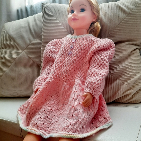 Prairie Baby Dress Puffed Sleeves Bubblegum Pink - Picture 2 of 15